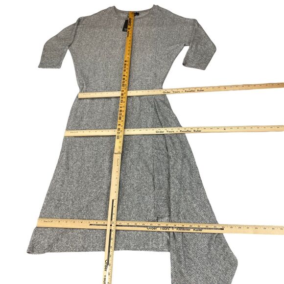 COA Sweater Dress Women's Large Gray Heather Knit Flowy Draped Hem Crew Neck - Picture 6 of 16